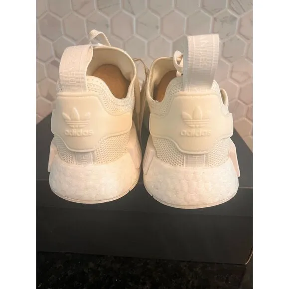 Adidas NMD R1 Cream White Sneakers with‎ Red Tab Casual Athletic Shoes