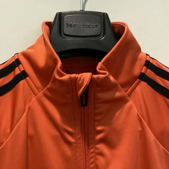 Adidas Track Jacket  3 Stripes Orange Long Sleeve Zip-Up Size Large