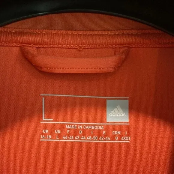 Adidas Track Jacket  3 Stripes Orange Long Sleeve Zip-Up Size Large