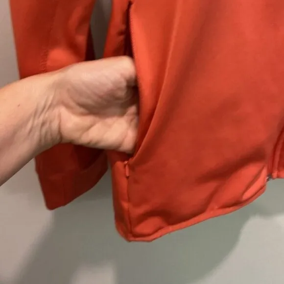 Adidas Track Jacket  3 Stripes Orange Long Sleeve Zip-Up Size Large