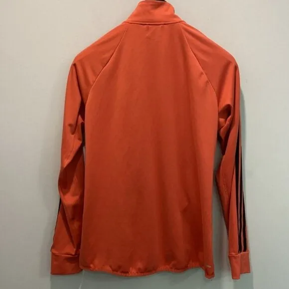 Adidas Track Jacket  3 Stripes Orange Long Sleeve Zip-Up Size Large