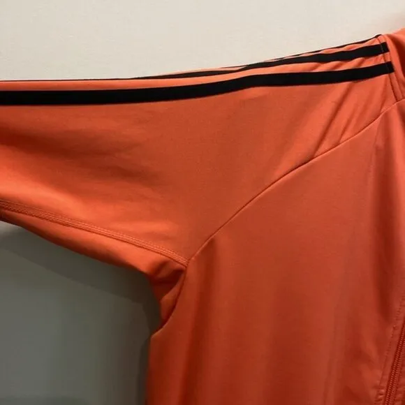 Adidas Track Jacket  3 Stripes Orange Long Sleeve Zip-Up Size Large
