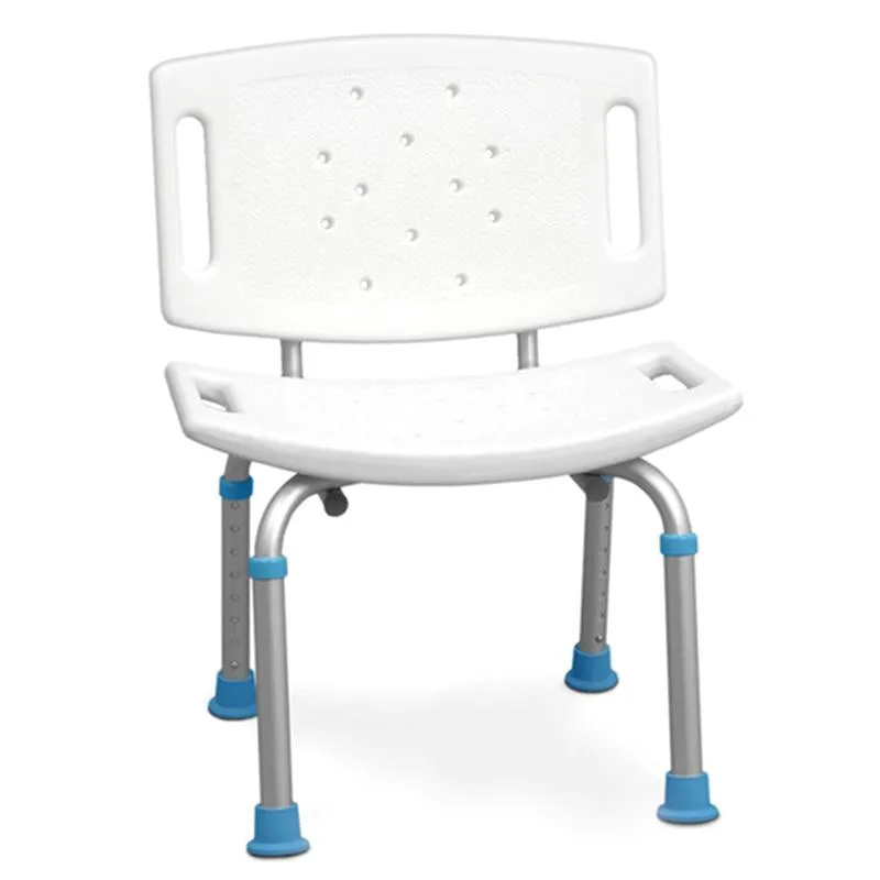 Adjustable Bath and Shower Chair with Non-Slip Seat and Backrest, White - 1 Each