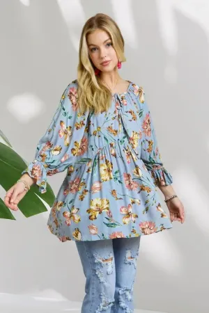 ADORA Floral Peasant Tunic Top