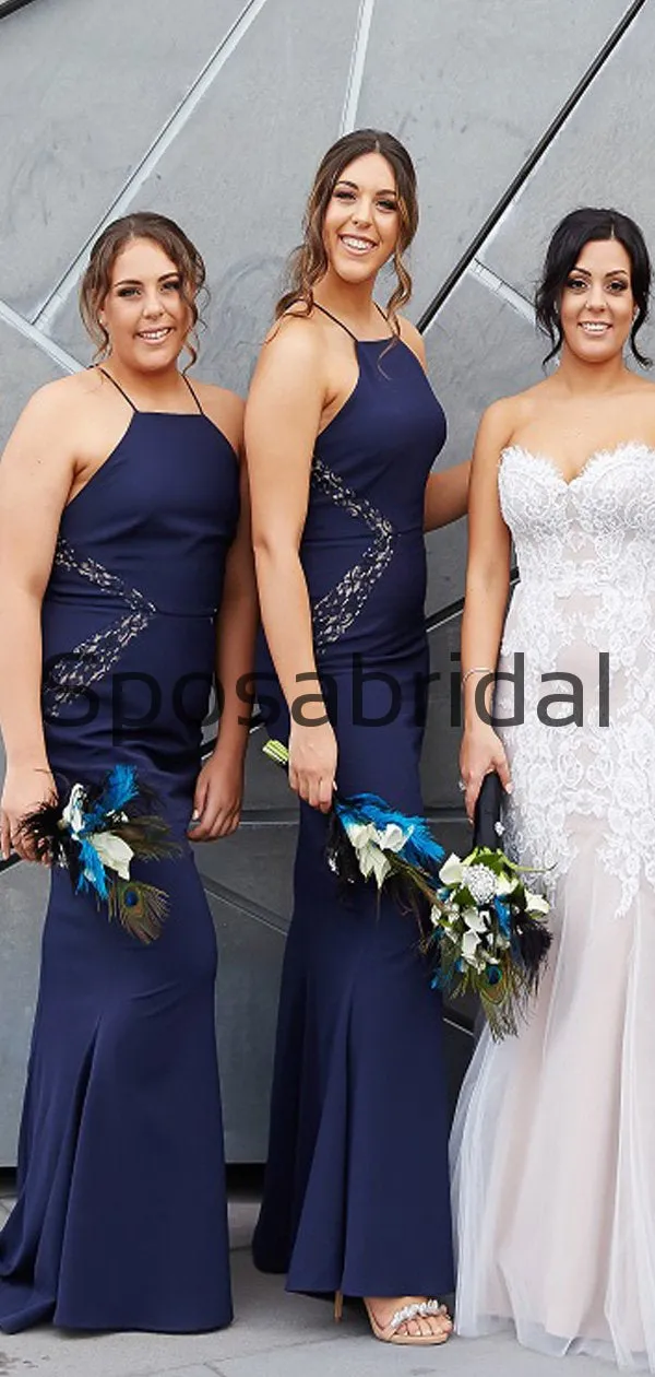 Affordable Country Halter Mermaid Long Bridesmaid Dresses WG802