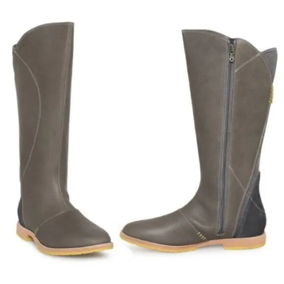 Ahnu Helena Leather Green Tall Riding Boots 7