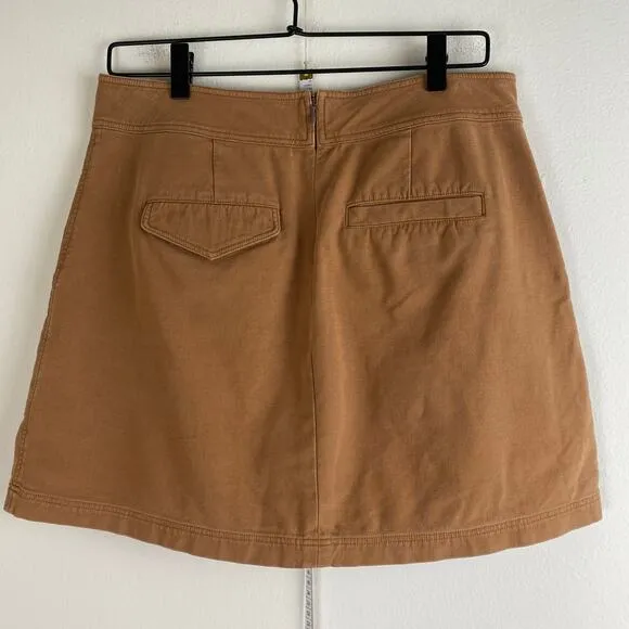 A.L.C. Dane Mini Skirt Size 8 Tobacco Tan Brown Slit Cotton High Waist Utility