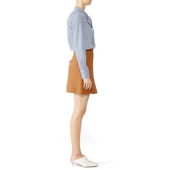 A.L.C. Dane Mini Skirt Size 8 Tobacco Tan Brown Slit Cotton High Waist Utility