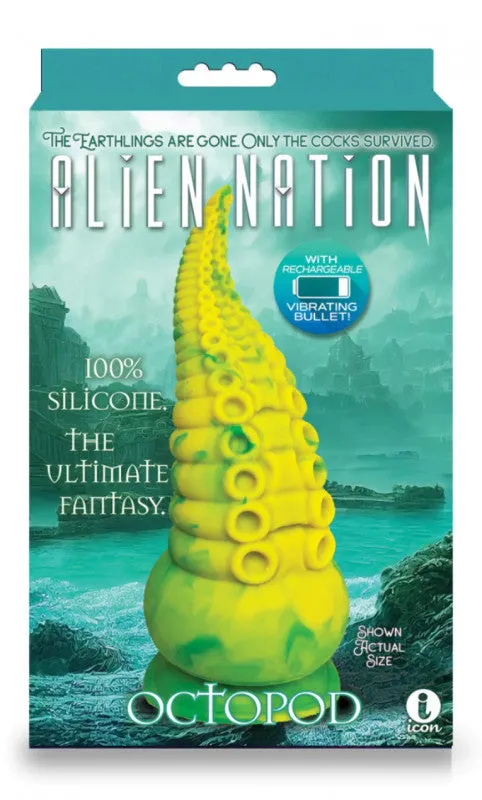 Alien Nation Octopod Silicone Rechargeable  Vibrating Creature  - Yellow and Green
