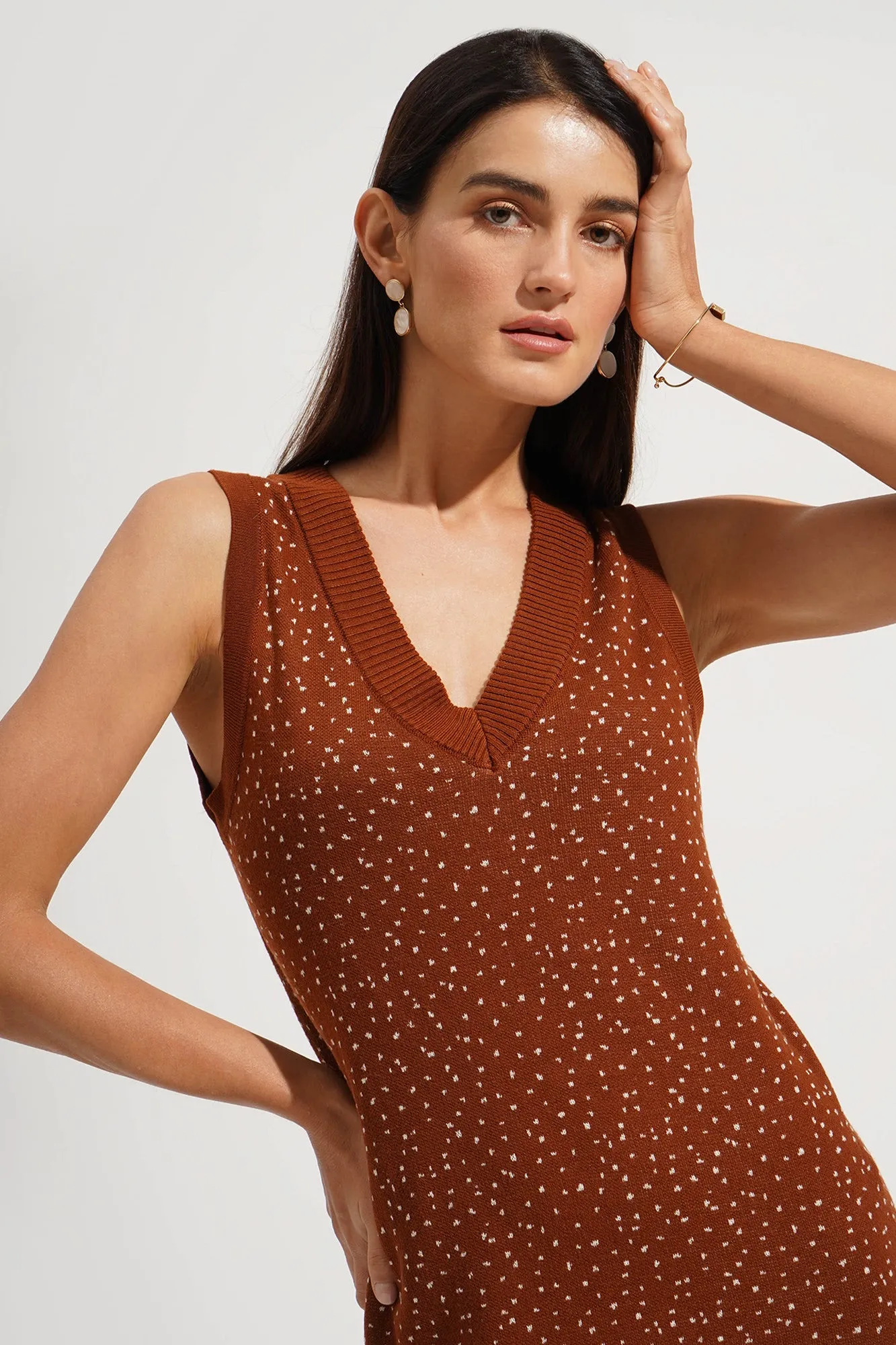 All Over Print V-Neck Shift Dress