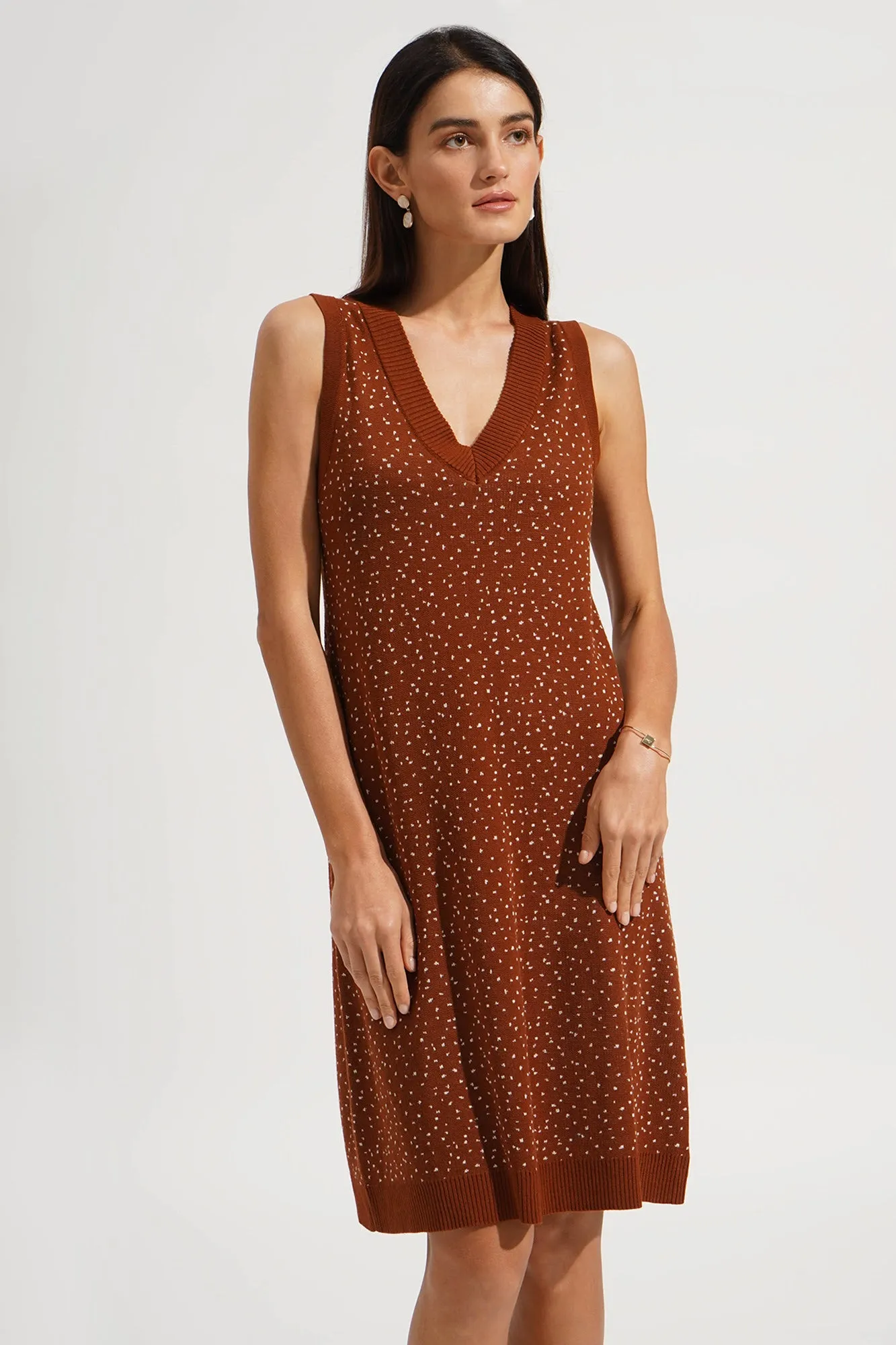All Over Print V-Neck Shift Dress