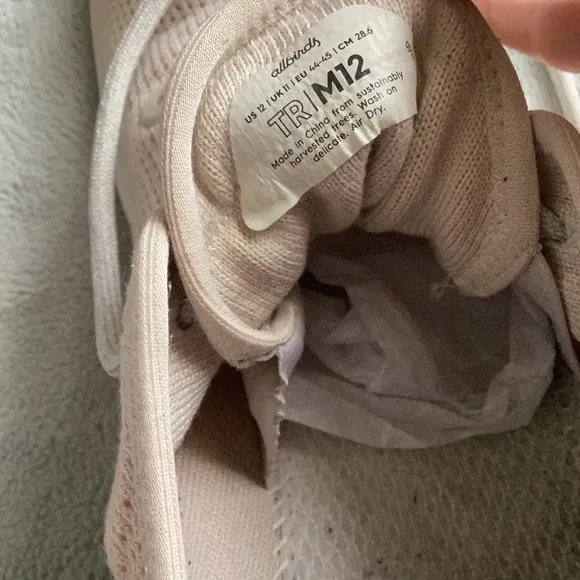 Allbirds Men's Tree Runners Lace-Up Sneaker Shoe Kauri Stone Light Pink Cream 12