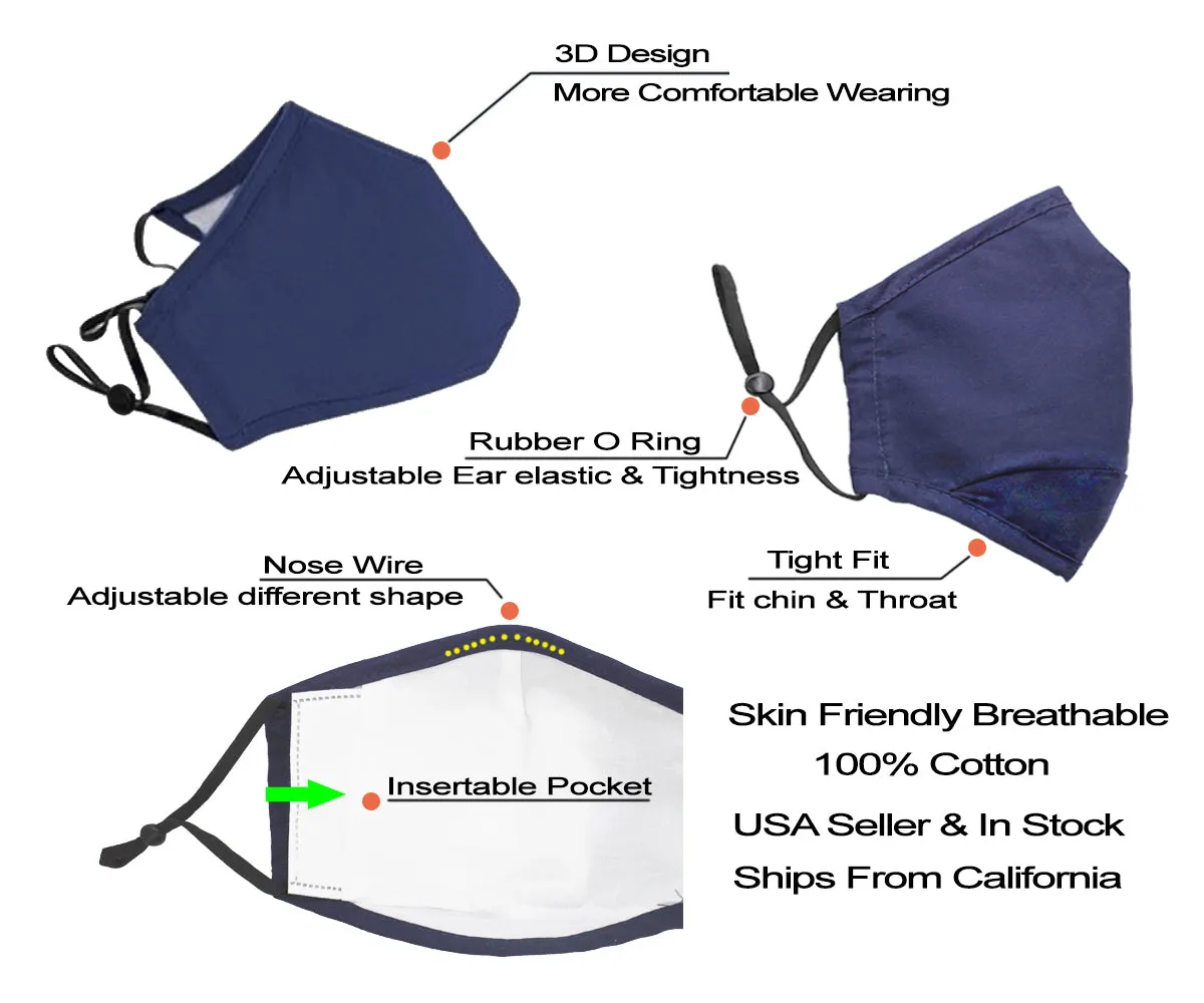 Amba7 Washable Reusable Anti-dust Cotton Cloth Face Mask Double Layer Covering 5 Pack With Filters (30 PCS) - in Stock USA Seller