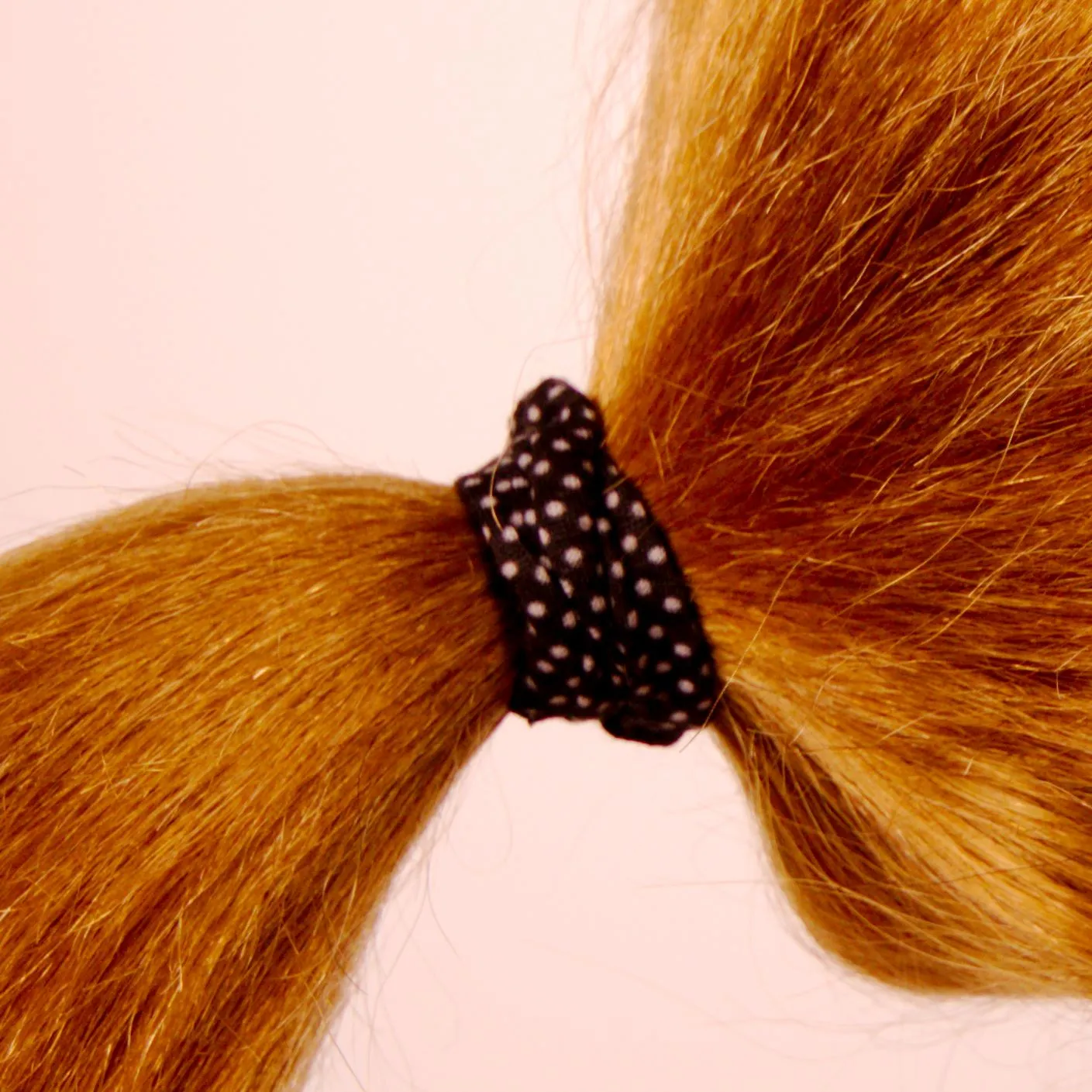 Amelia Beauty, Black with White Dots Skinny Jersey Scrunchies, 2.125in Diameter, Gentle on Hair, Strong Hold, No Snag, No Dents or Creases. 12 Pack