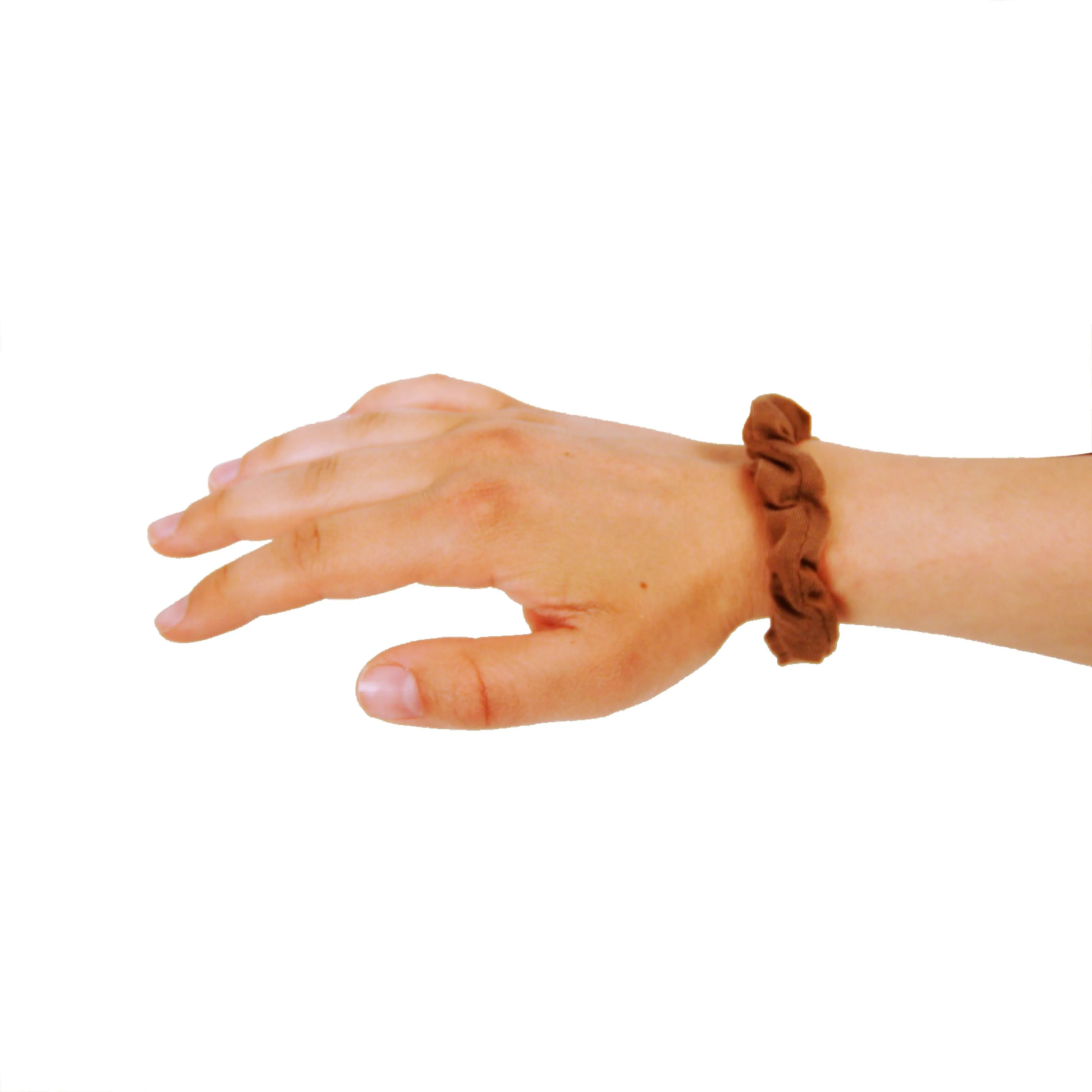 Amelia Beauty, Medium Brown Jersey Scrunchies, 2.5in Diameter, Gentle on Hair, Strong Hold, No Snag, No Dents or Creases. 10 Pack