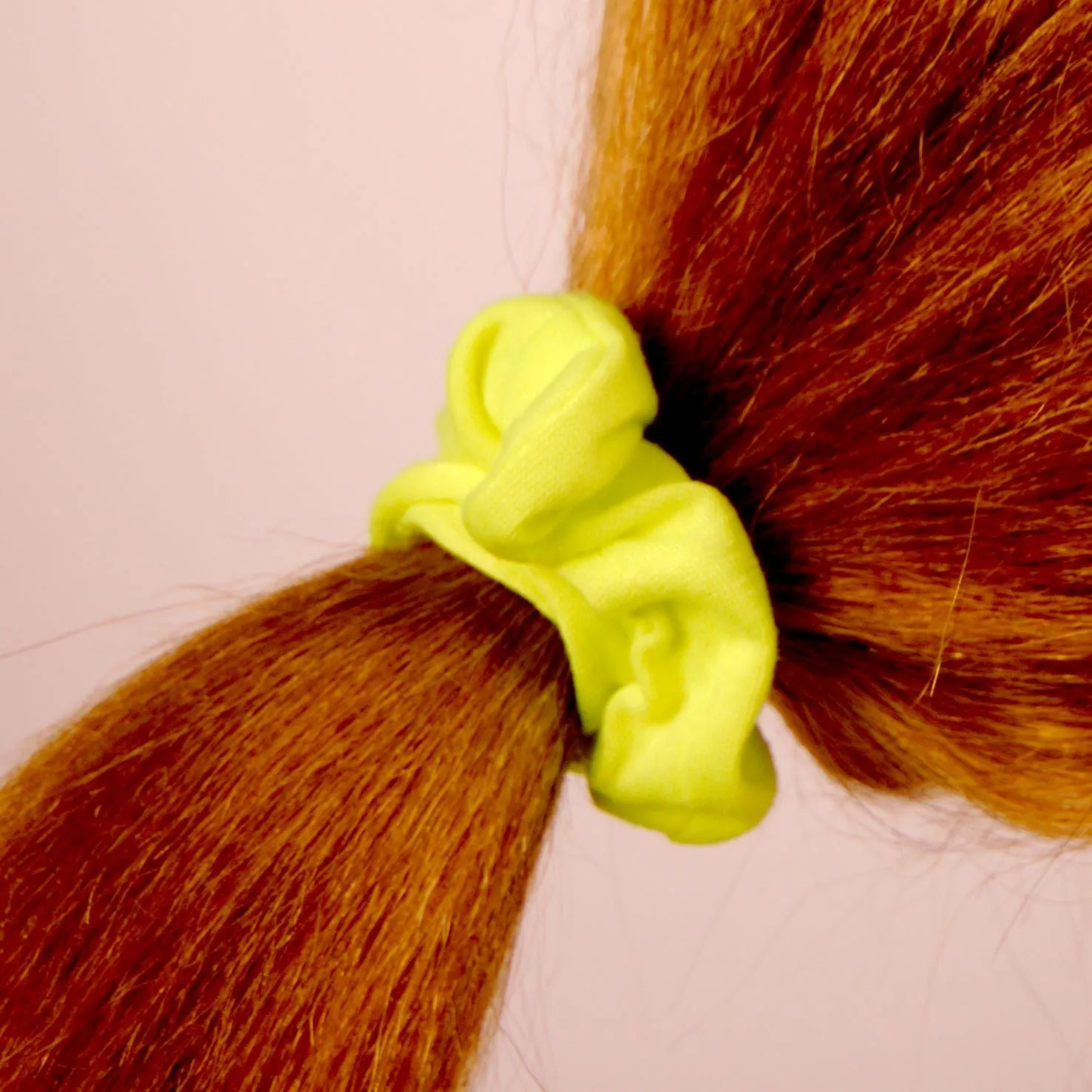 Amelia Beauty, Medium Neon Lime Jersey Scrunchies, 2.5in Diameter, Gentle on Hair, Strong Hold, No Snag, No Dents or Creases. 10 Pack
