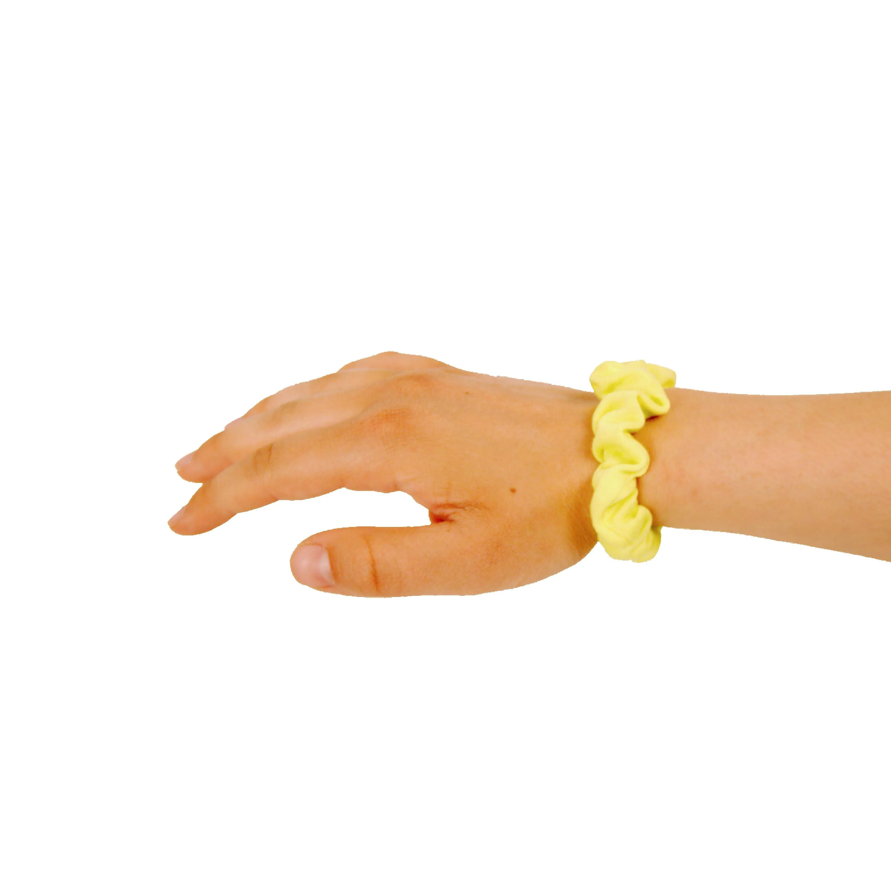 Amelia Beauty, Medium Neon Yellow Jersey Scrunchies, 2.5in Diameter, Gentle on Hair, Strong Hold, No Snag, No Dents or Creases. 10 Pack