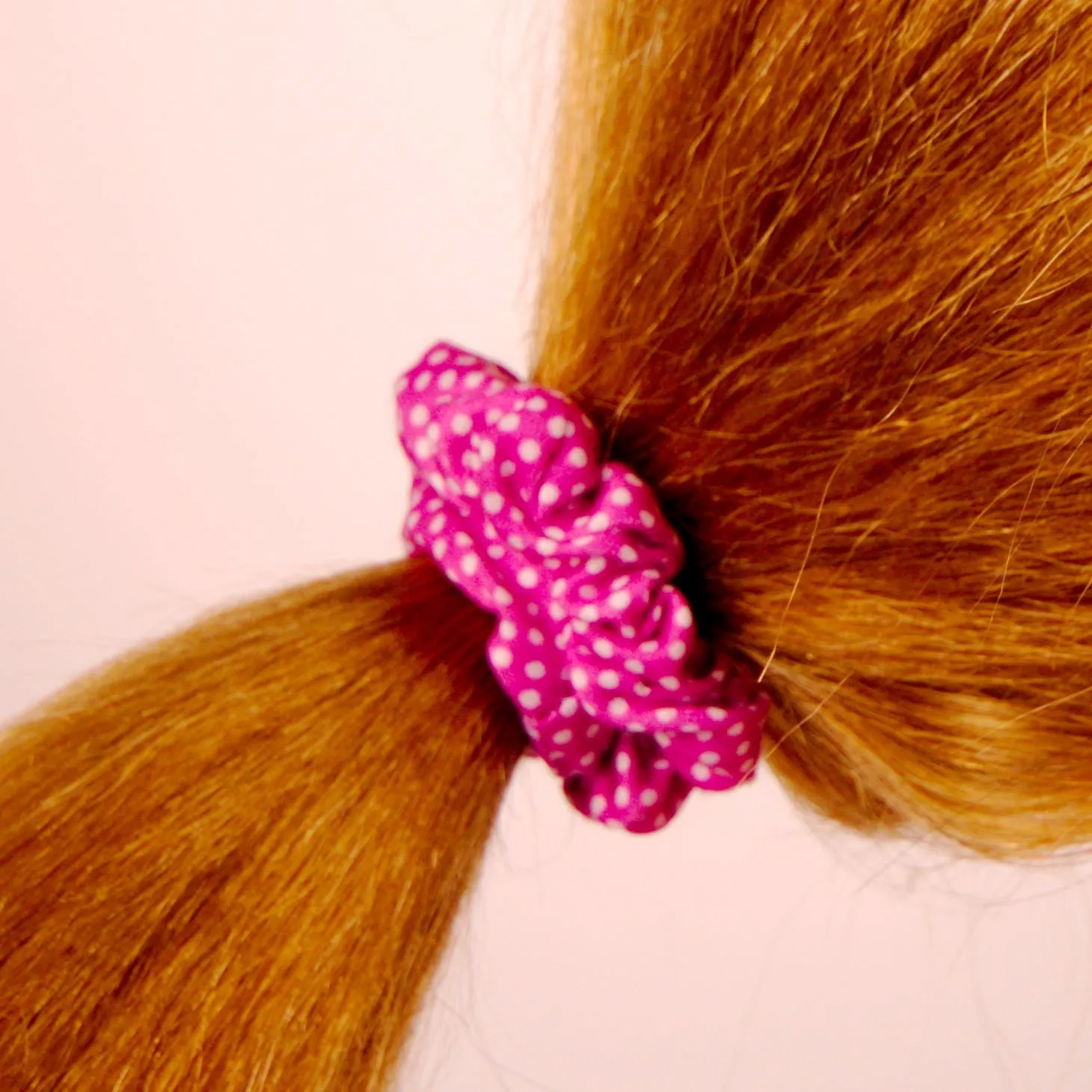 Amelia Beauty, Medium Pink and White Dot Mix Jersey Scrunchies, 2.5in Diameter, Gentle on Hair, Strong Hold, No Snag, No Dents or Creases. 10 Pack