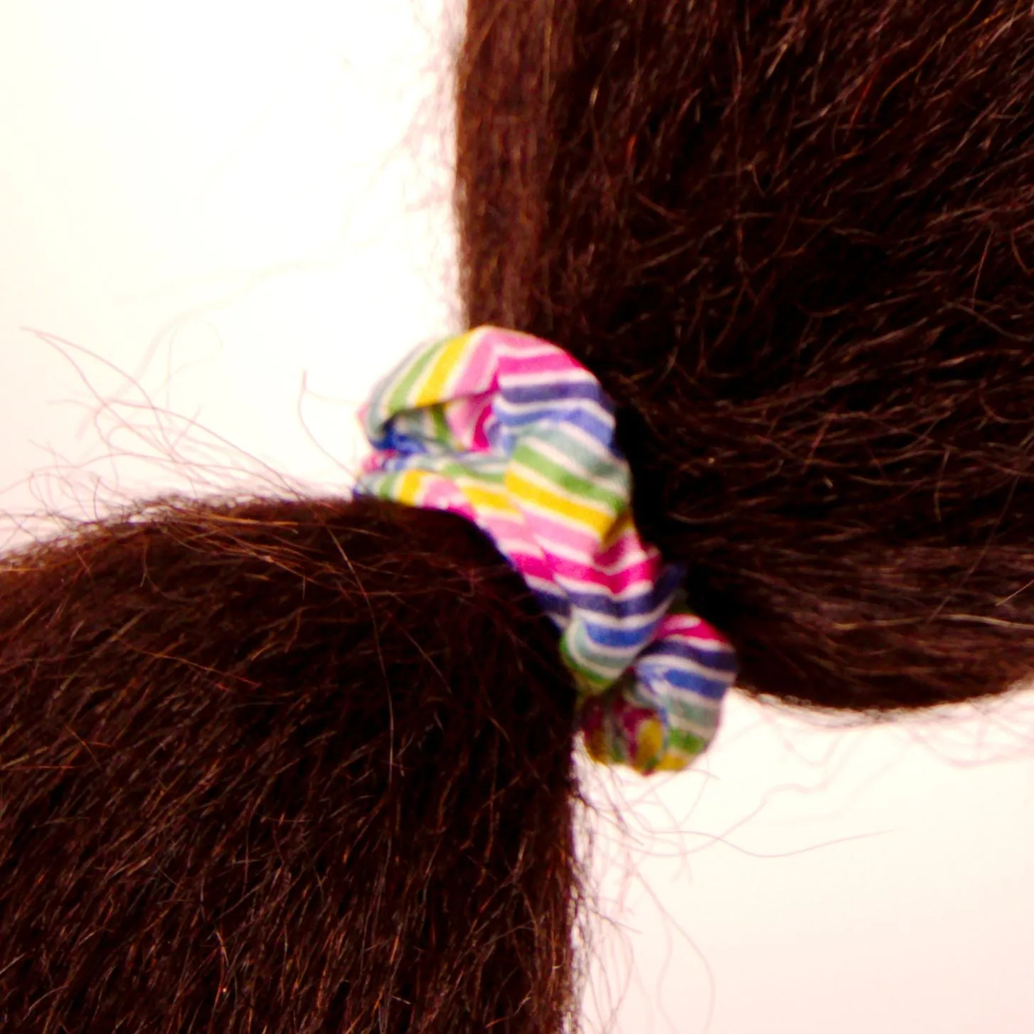 Amelia Beauty, Medium Rainbow and Pastel Stripe Mix Jersey Scrunchies, 2.5in Diameter, Gentle on Hair, Strong Hold, No Snag, No Dents or Creases. 10 Pack