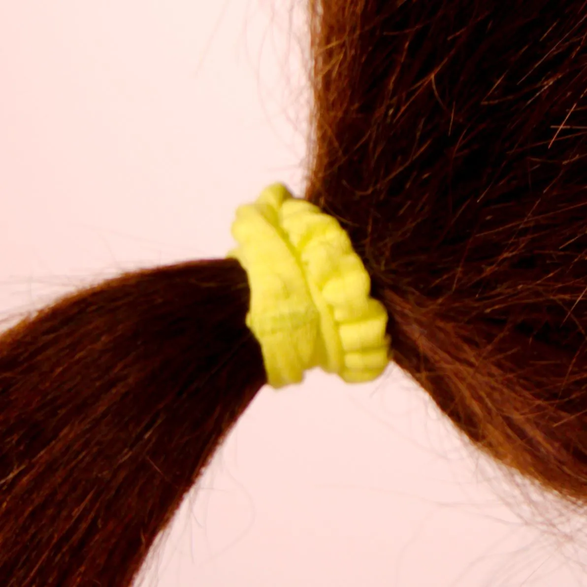 Amelia Beauty, Neon Lime Skinny Jersey Scrunchies, 2.125in Diameter, Gentle on Hair, Strong Hold, No Snag, No Dents or Creases. 12 Pack