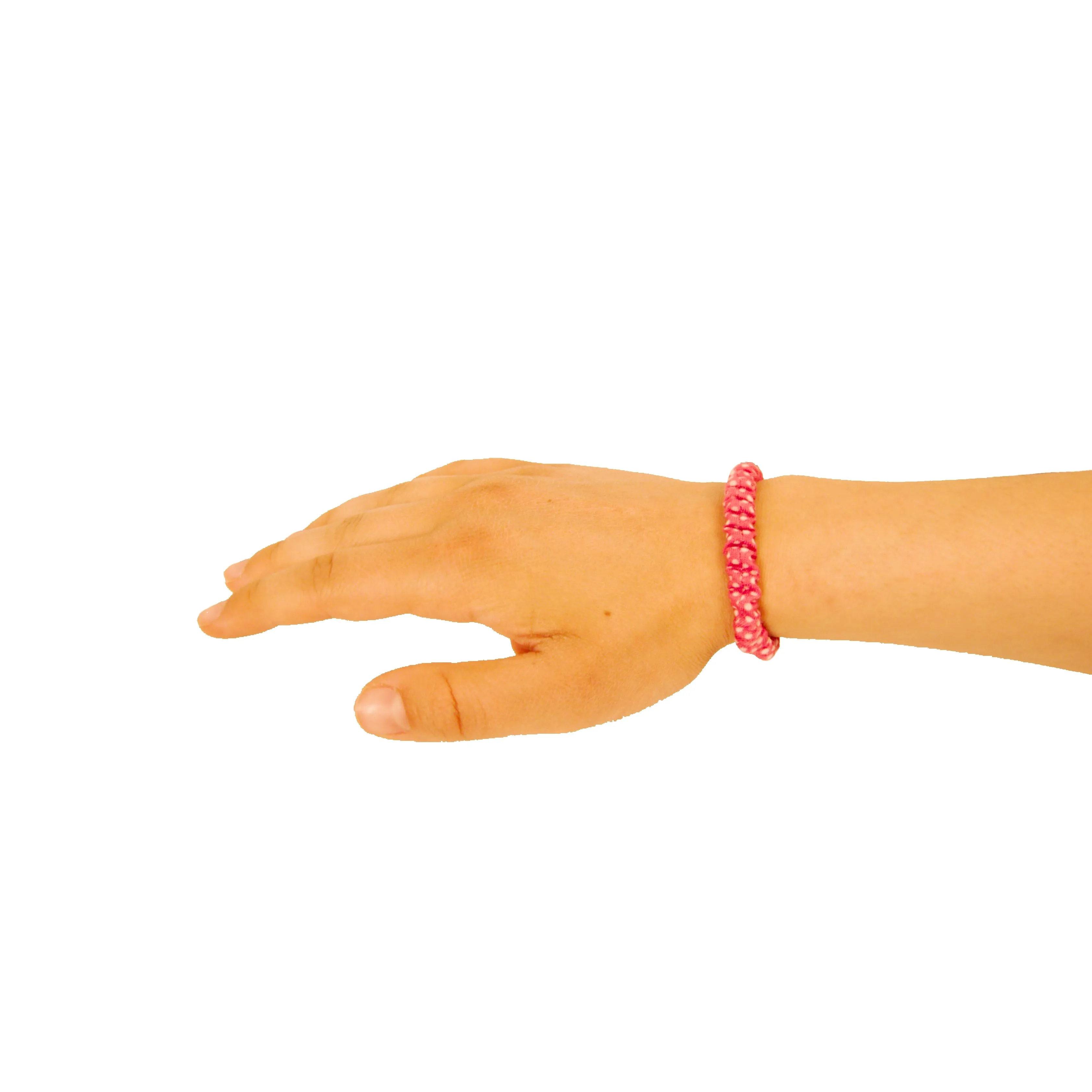 Amelia Beauty, Pink with White Dots Skinny Jersey Scrunchies, 2.125in Diameter, Gentle on Hair, Strong Hold, No Snag, No Dents or Creases. 12 Pack