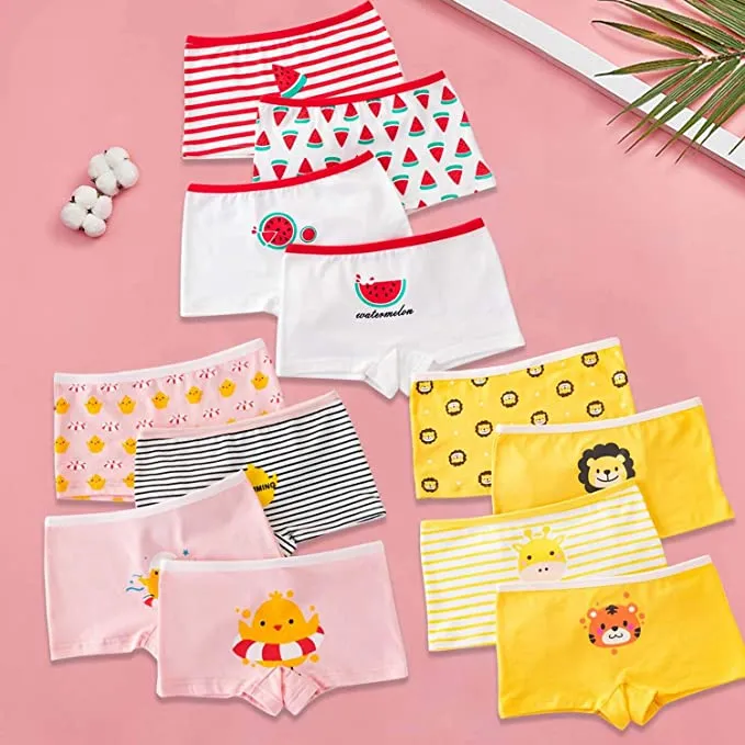 Anktry Kids 12 Pack Soft Comfort Cotton Knickers Underwear Little Girls Assorted Boyshort Panties, Sz 6-8 Yrs! Retaisl $65 