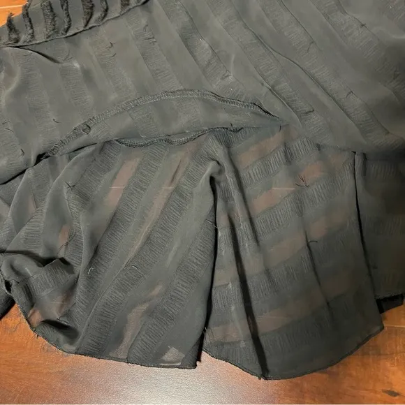 ANTHROPOLOGIE Eri   Ali Fringed Slip Dress Black Asymmetrical Midi Size XS