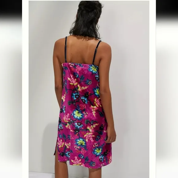 Anthropologie Floral Shania Velvet Slip Mini Dress
