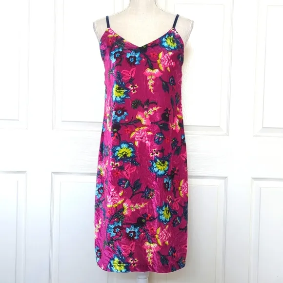 Anthropologie Floral Shania Velvet Slip Mini Dress