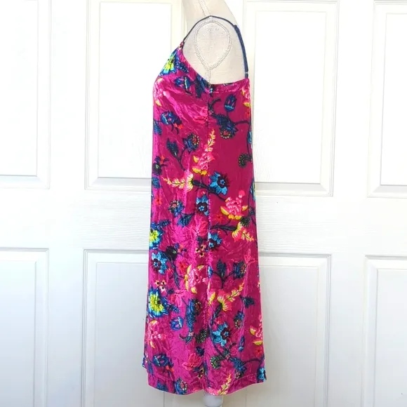 Anthropologie Floral Shania Velvet Slip Mini Dress