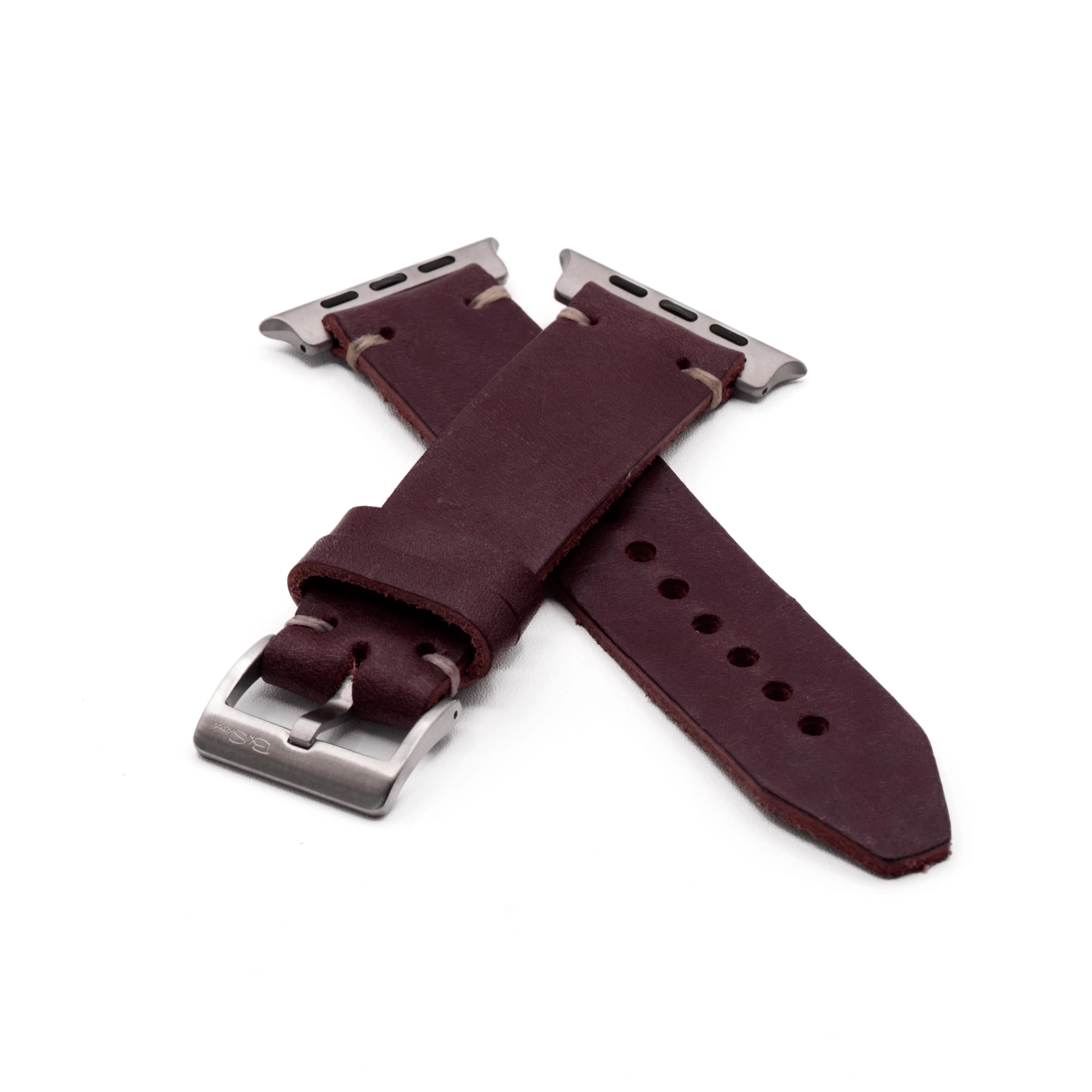 Apple Band ULTRA - Horween Leather Watch Strap – Handmade in USA – Burgundy (Color 8)