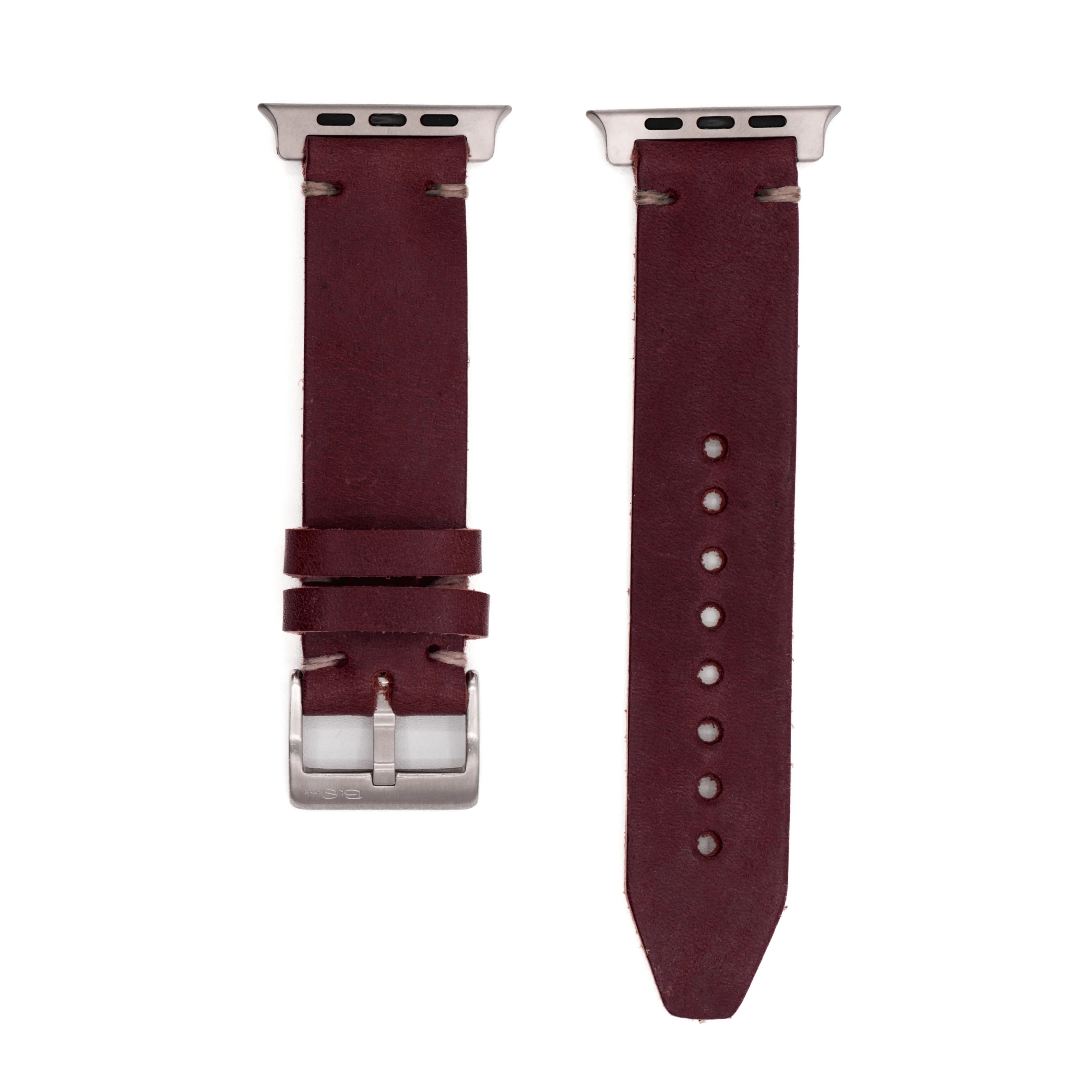 Apple Band ULTRA - Horween Leather Watch Strap – Handmade in USA – Burgundy (Color 8)