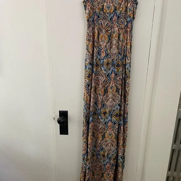 Aqua Cami Rayon Print Long Maxi Dress Size M