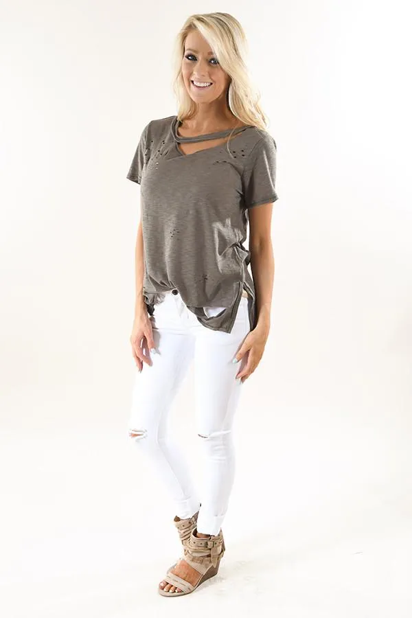Army Green Holey Top