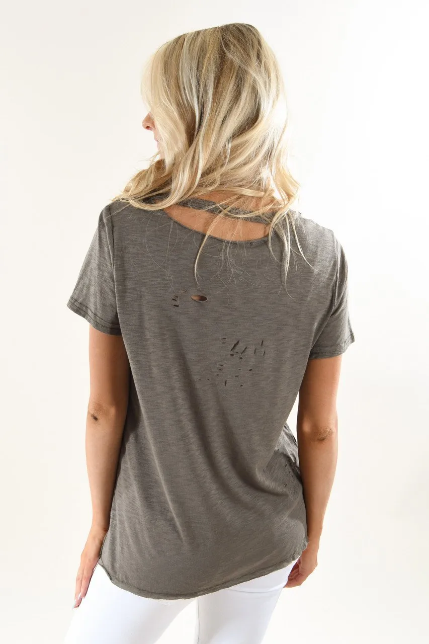 Army Green Holey Top
