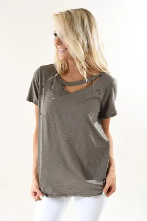 Army Green Holey Top