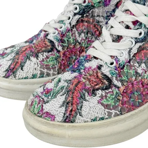 Artiker Women's Mesh Wedge Lace Sneakers 39 Artistic Bold Whimsy Floral Quirky