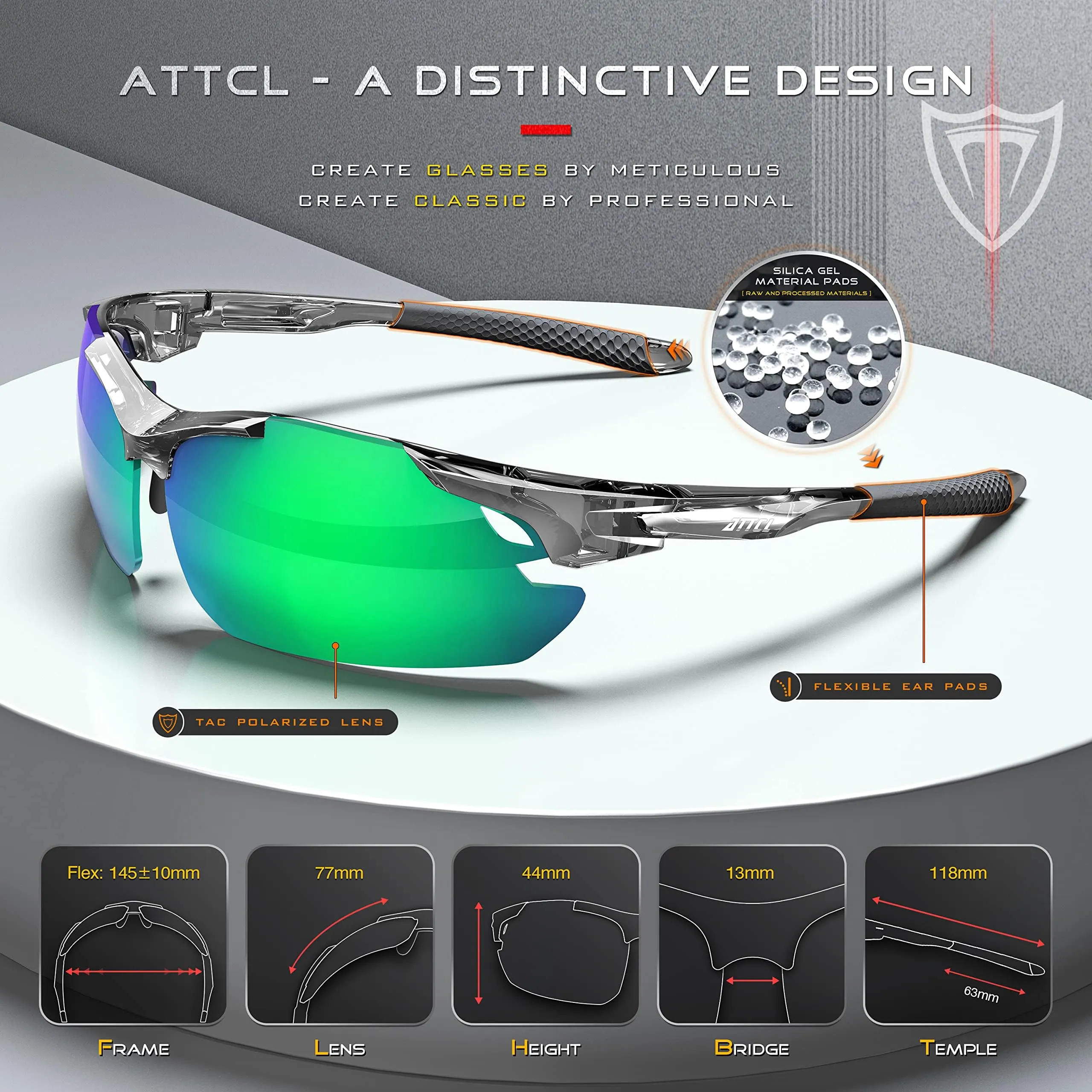 ATTCL Sunglasses For Men - Upgraded Sports Polarized Sunglasses for Cycling Driving Fishing UV Protection 7027-C4 Clear Green