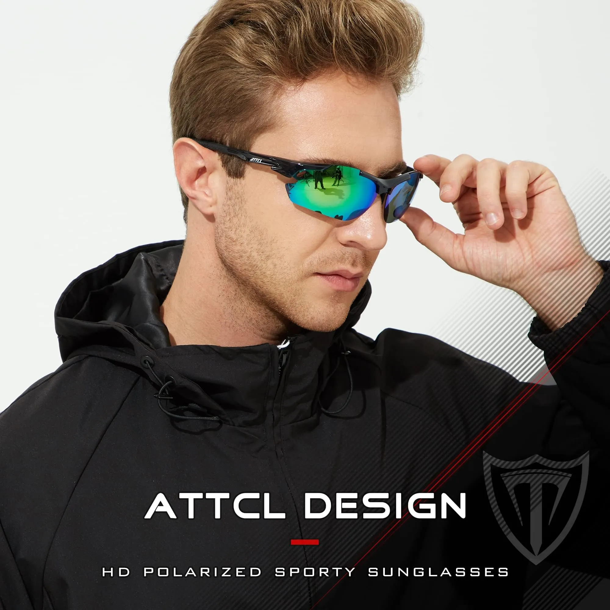 ATTCL Sunglasses For Men - Upgraded Sports Polarized Sunglasses for Cycling Driving Fishing UV Protection 7027-C4 Clear Green