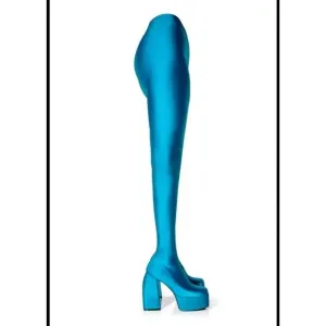 Azalea Wang Heyhey-Turquoise Stretch LEgging Platform Boots US Size 10