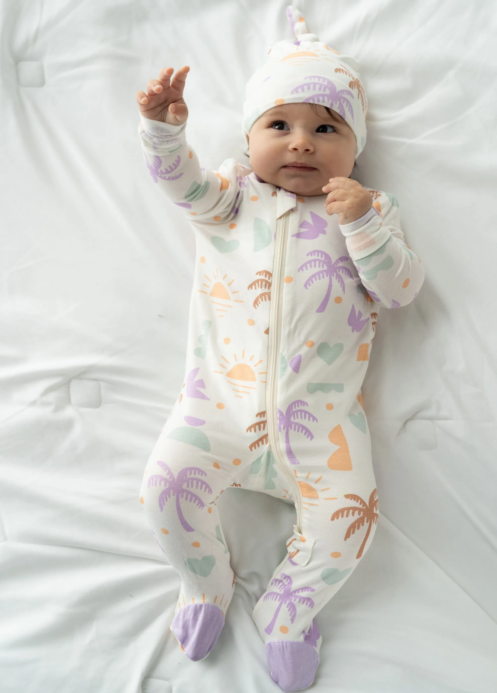Bamboo Footies with Two Way Zipper (Boho Surf Print)