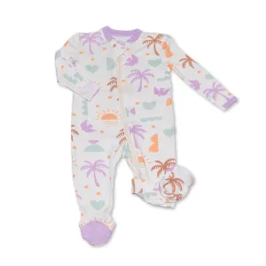 Bamboo Footies with Two Way Zipper (Boho Surf Print)