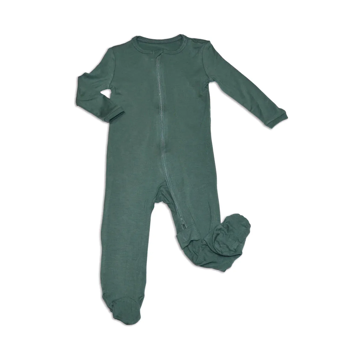 Bamboo Zip Up Footies - Pine