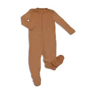 Bamboo Zip Up Footies (Russet)