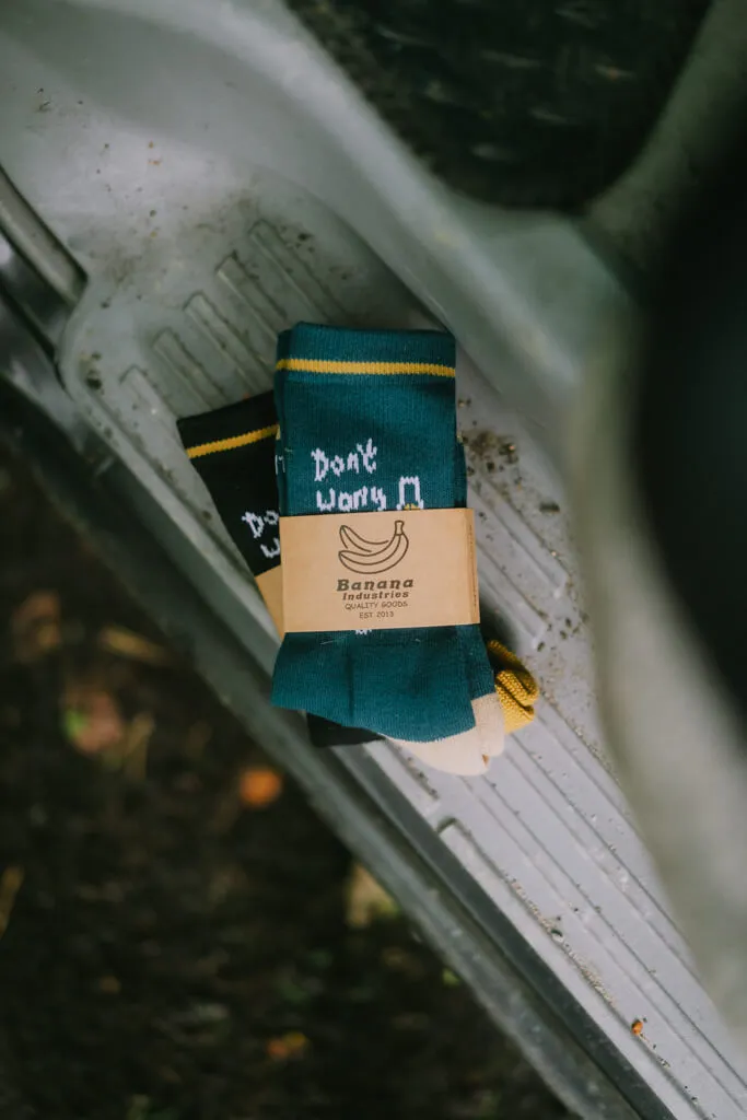 Banana Don't Worry Sock, Vintage Teal Edition