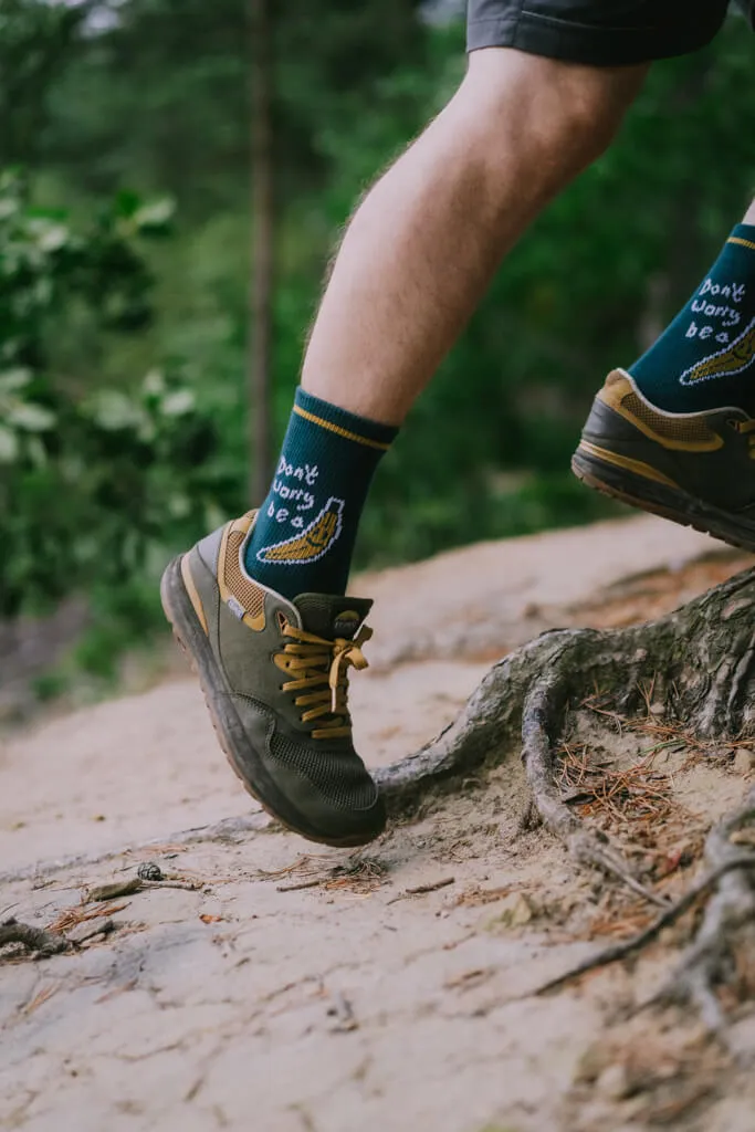 Banana Don't Worry Sock, Vintage Teal Edition