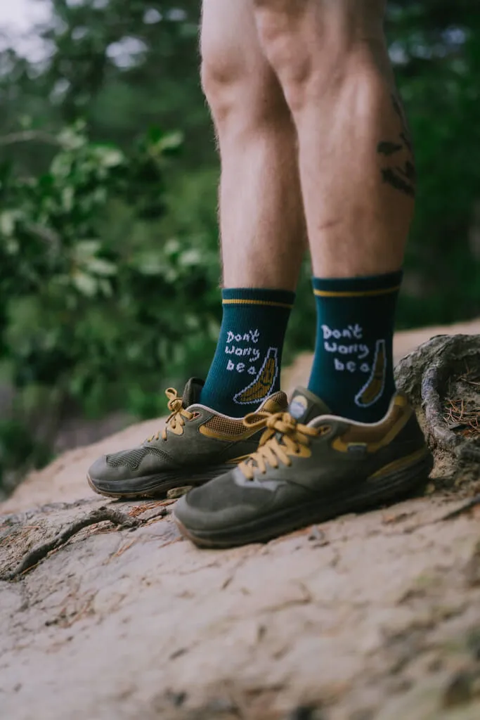 Banana Don't Worry Sock, Vintage Teal Edition