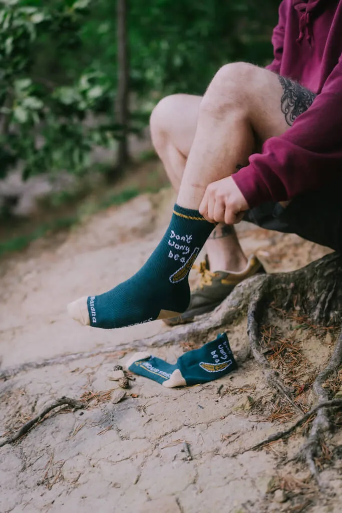 Banana Don't Worry Sock, Vintage Teal Edition