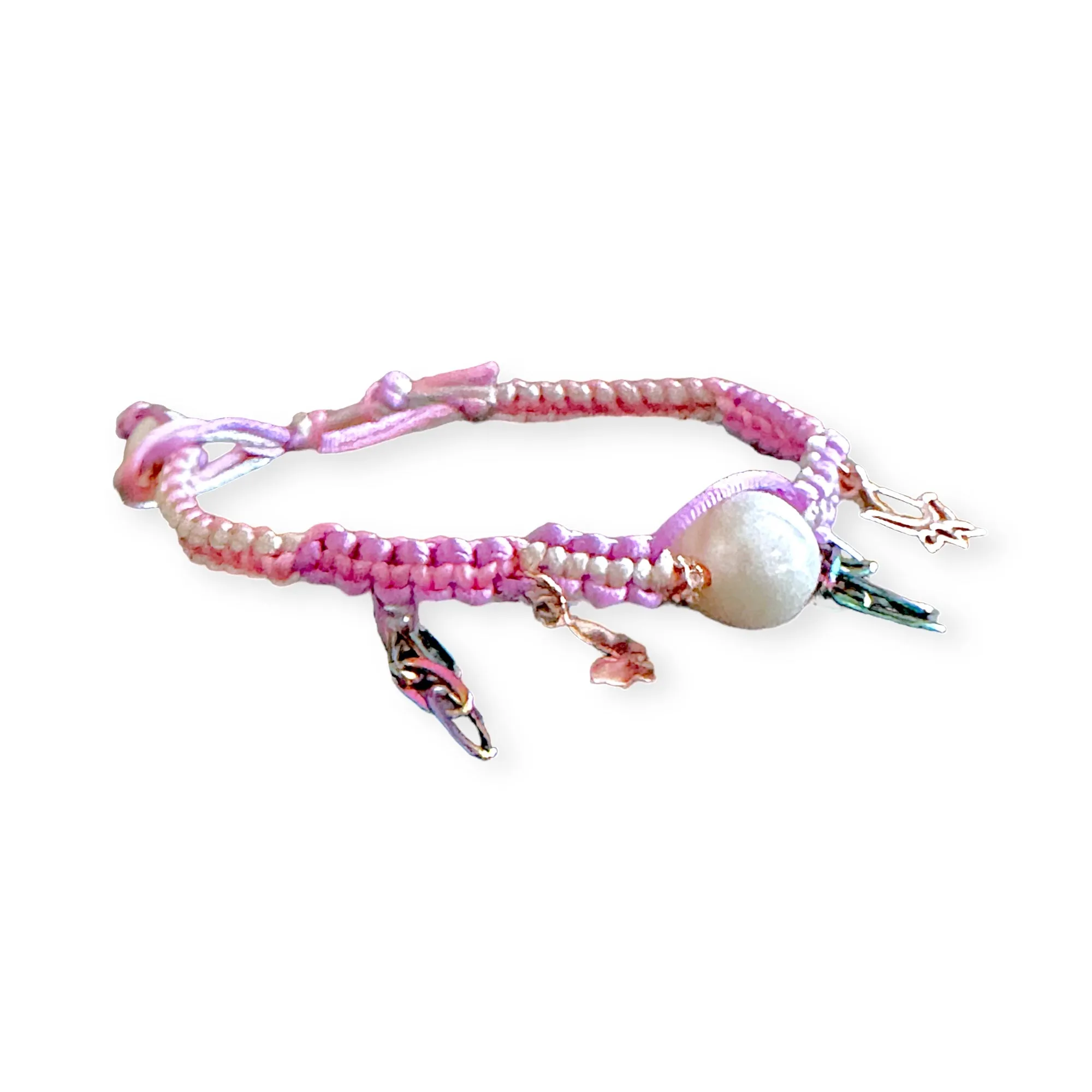 BARBIE MAGICAL GARDEN PEARL ROSE GOLD LUCKY CHARM SILK ROCKER ANKLET
