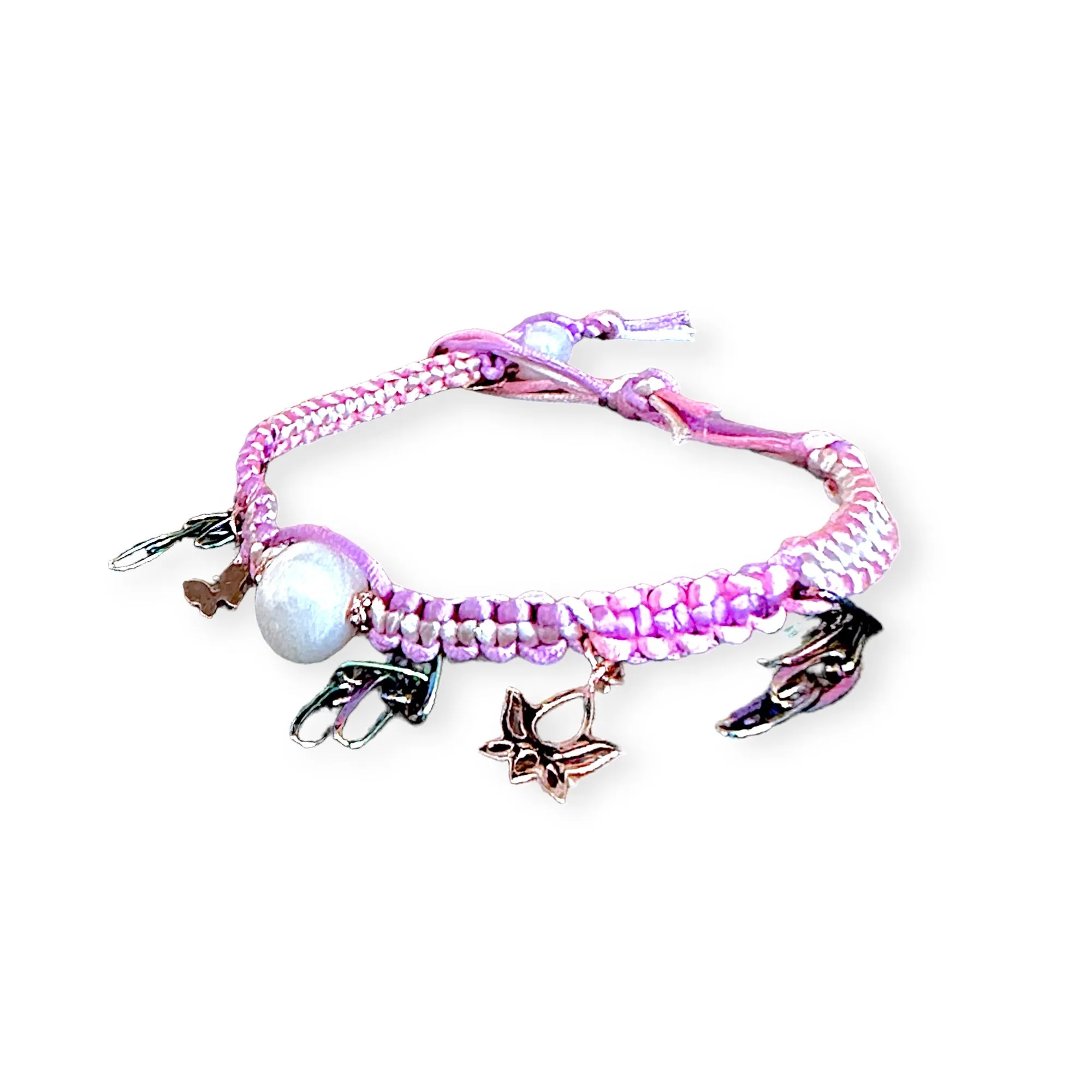 BARBIE MAGICAL GARDEN PEARL ROSE GOLD LUCKY CHARM SILK ROCKER ANKLET
